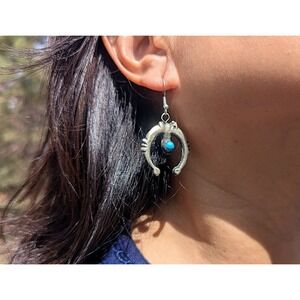 Native American Jewelry Navajo Earrings Naja‎ Sterling Silver Handmade ***